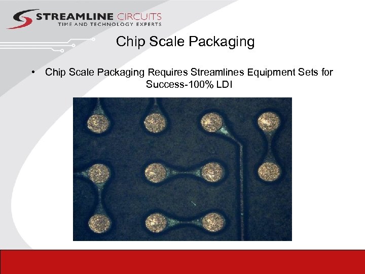 Chip Scale Packaging • Chip Scale Packaging Requires Streamlines Equipment Sets for Success-100% LDI