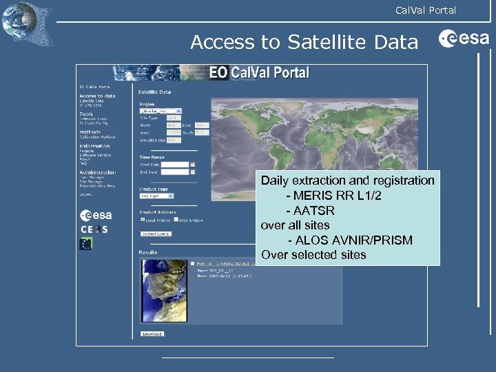 Cal. Val Portal Access to Satellite Data Daily extraction and registration - MERIS RR
