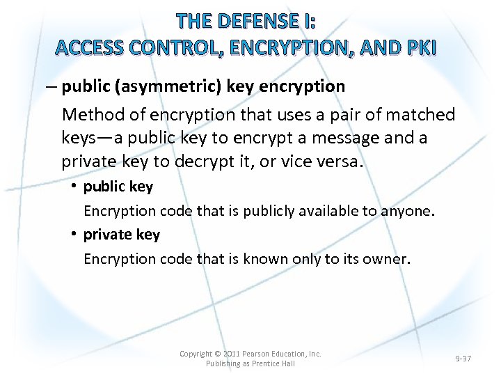 THE DEFENSE I: ACCESS CONTROL, ENCRYPTION, AND PKI – public (asymmetric) key encryption Method