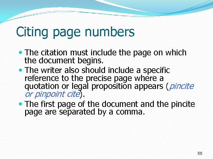 Citing page numbers The citation must include the page on which the document begins.