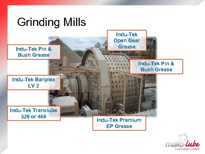 Grinding Mills Indu-Tek Pin & Bush Grease Indu-Tek Open Gear Grease Indu-Tek Pin &