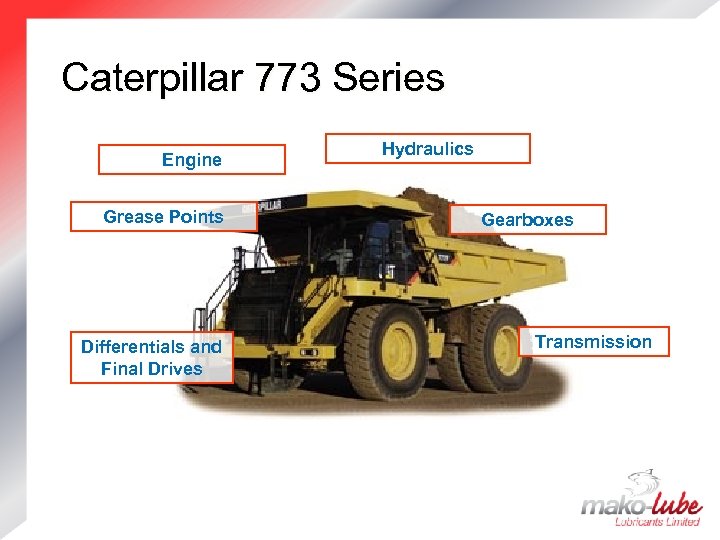 Caterpillar 773 Series Engine Grease Points Differentials and Final Drives Hydraulics Gearboxes Transmission 