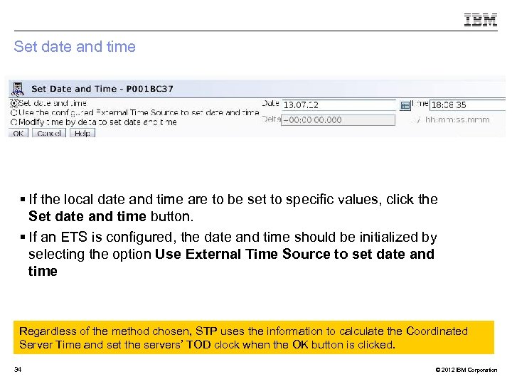 Set date and time § If the local date and time are to be