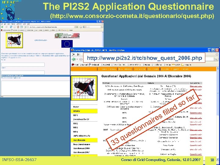 The PI 2 S 2 Application Questionnaire (http: //www. consorzio-cometa. it/questionario/quest. php) http: //www.