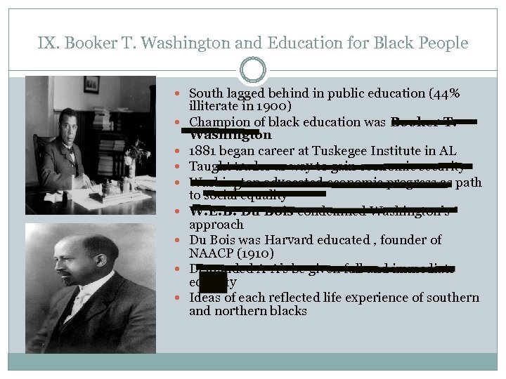 IX. Booker T. Washington and Education for Black People South lagged behind in public