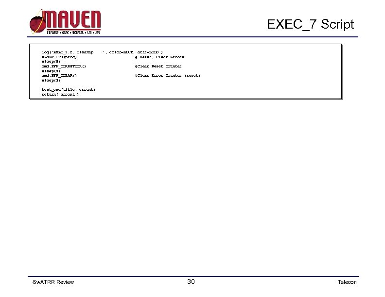 EXEC_7 Script log('EXEC_9. 2. Cleanup RESET_CPU(prog) sleep(5) cmd. PFP_CLRRSTCTR() sleep(d) cmd. PFP_CLEAR() sleep(3) ',