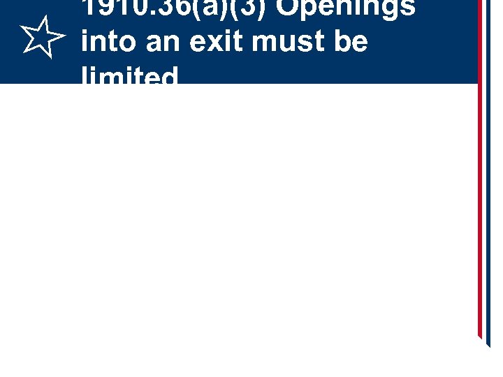 1910. 36(a)(3) Openings into an exit must be limited 