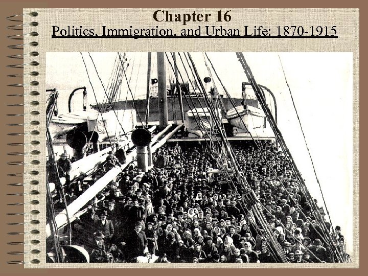 Chapter 16 Politics, Immigration, and Urban Life: 1870 -1915 