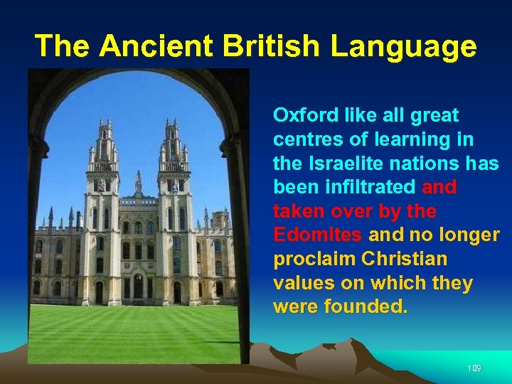 The Ancient British Language Oxford like all great centres of learning in the Israelite