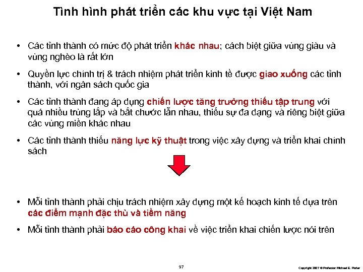 Tình hình phát triển các khu vực tại Việt Nam • Các tỉnh thành