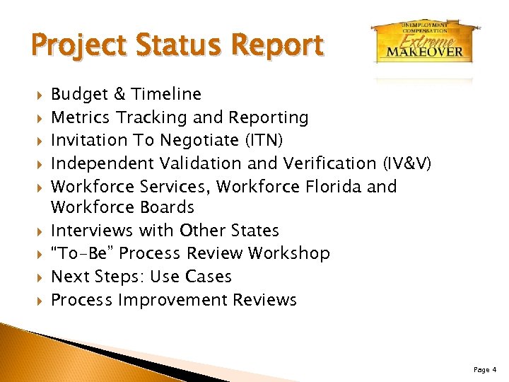 Project Status Report Budget & Timeline Metrics Tracking and Reporting Invitation To Negotiate (ITN)