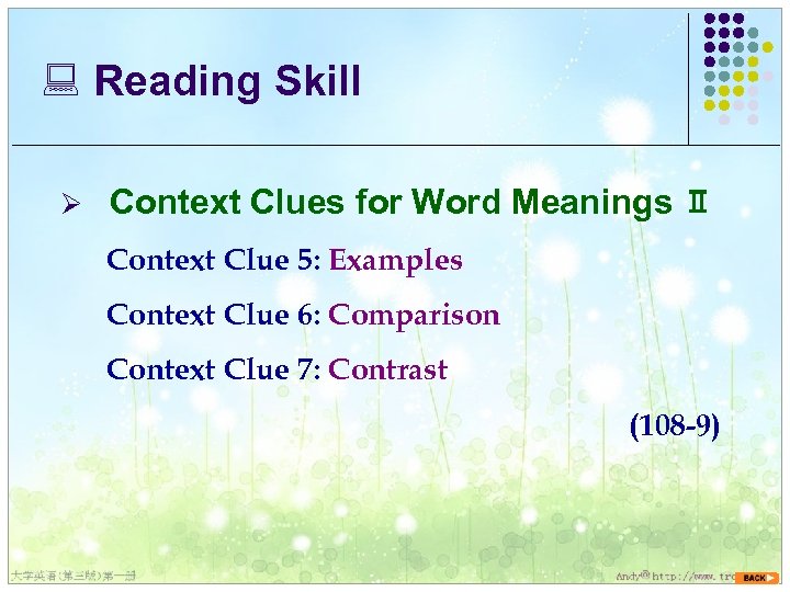 : Reading Skill Ø Context Clues for Word Meanings Ⅱ Context Clue 5: Examples