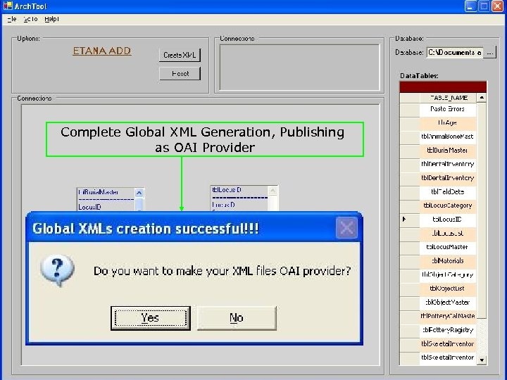 Complete Global XML Generation, Publishing as OAI Provider 