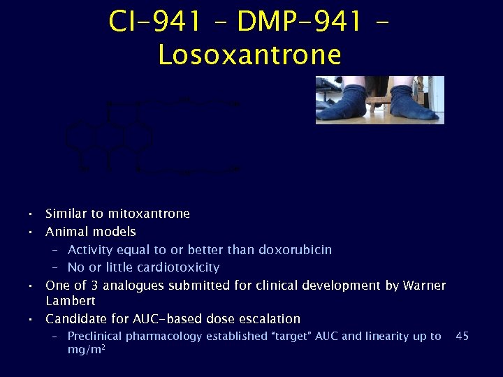 CI-941 – DMP-941 Losoxantrone • Similar to mitoxantrone • Animal models – Activity equal