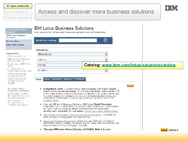 20 years leadership Domino Designer 8. 5 Access and discover more business solutions Composite