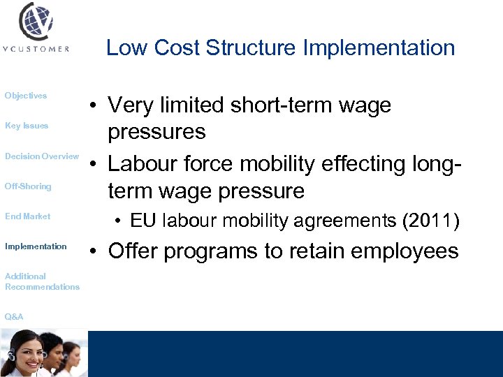 Low Cost Structure Implementation Objectives Key Issues Decision Overview Off-Shoring End Market Implementation Additional