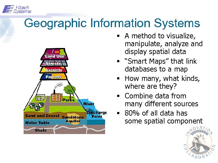Geographic Information Systems § A method to visualize, manipulate, analyze and display spatial data