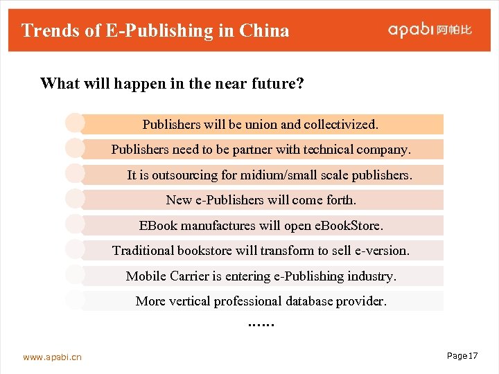 Trends of E-Publishing in China What will happen in the near future? Publishers will