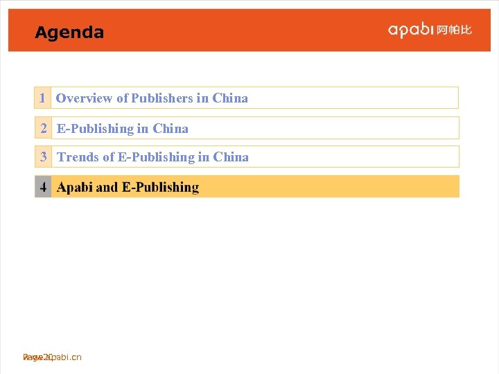 Agenda 1 Overview of Publishers in China 2 E-Publishing in China 3 Trends of