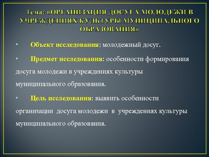 Культура досуга молодежи презентация