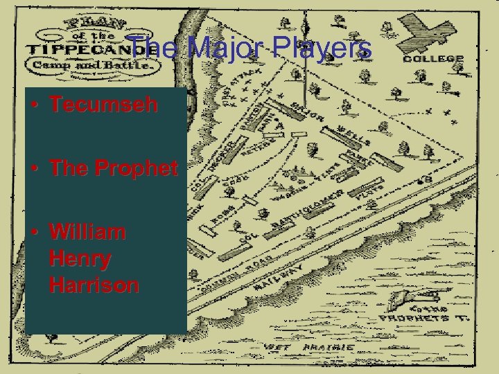 The Major Players • Tecumseh • The Prophet • William Henry Harrison 