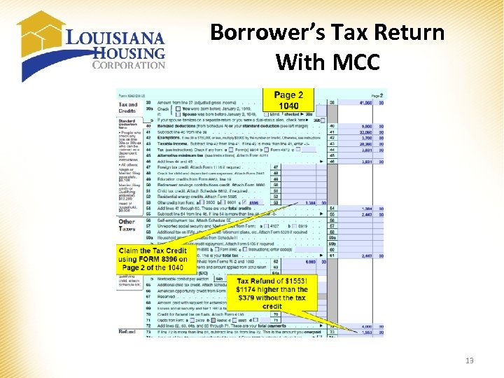 Borrower’s Tax Return With MCC 13 