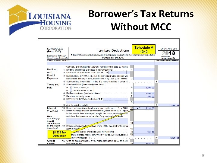 Borrower’s Tax Returns Without MCC 9 