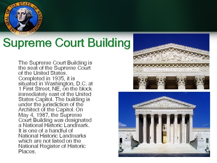 Supreme Court Building The Supreme Court Building is the seat of the Supreme Court