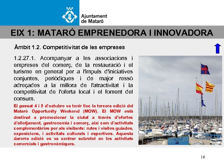 EIX 1: MATARÓ EMPRENEDORA I INNOVADORA Àmbit 1. 2. Competitivitat de les empreses 1.