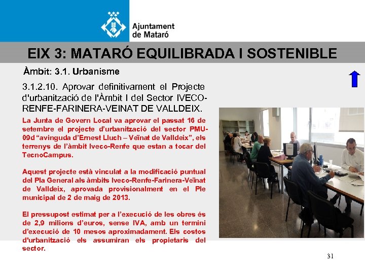 EIX 3: MATARÓ EQUILIBRADA I SOSTENIBLE Àmbit: 3. 1. Urbanisme 3. 1. 2. 10.