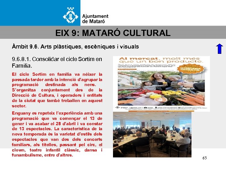 EIX 9: MATARÓ CULTURAL Àmbit 9. 6. Arts plàstiques, escèniques i visuals 9. 6.