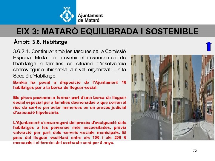 EIX 3: MATARÓ EQUILIBRADA I SOSTENIBLE Àmbit: 3. 6. Habitatge 3. 6. 2. 1.