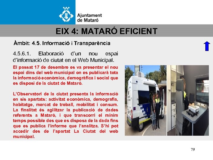 EIX 4: MATARÓ EFICIENT Àmbit: 4. 5. Informació i Transparència 4. 5. 6. 1.