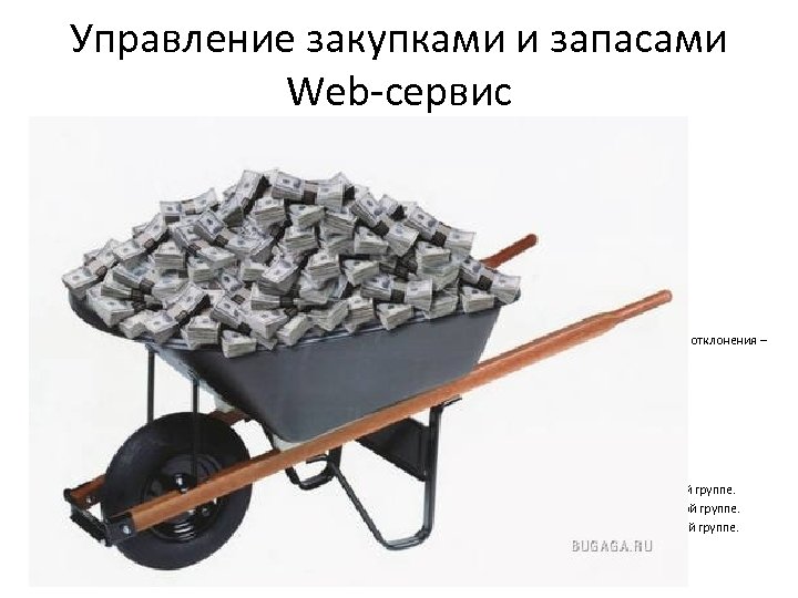 Управление закупками и запасами Web-сервис По функционалу: • Загрузка данных пользователя: – Статистики движения