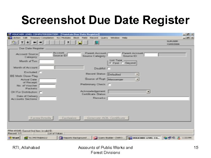 Screenshot Due Date Register RTI, Allahabad Accounts of Public Works and Forest Divisions 15