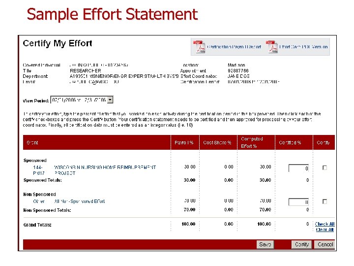 Sample Effort Statement 