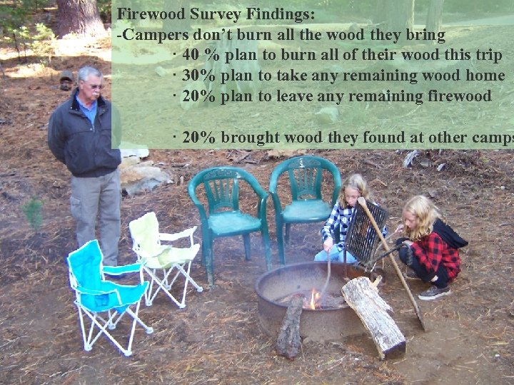 Firewood Survey Findings: -Campers don’t burn all the wood they bring · 40 %