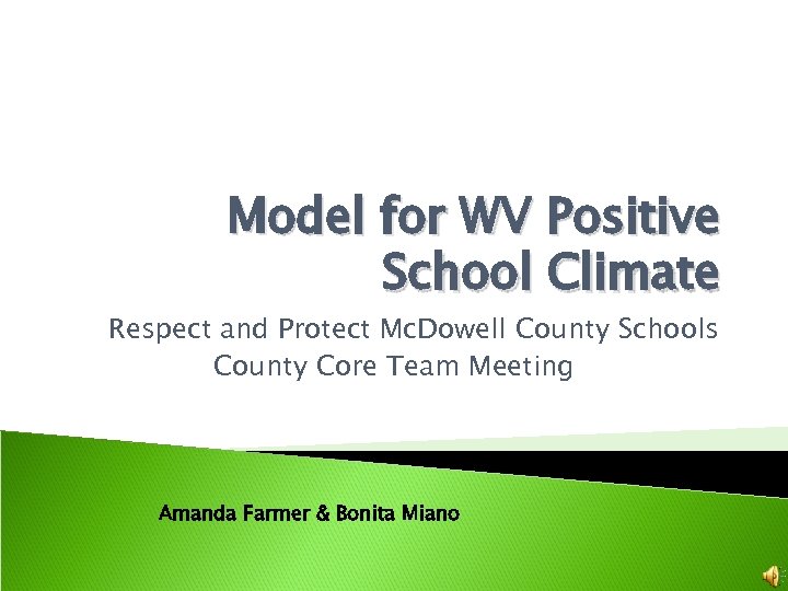 Model for WV Positive School Climate Respect and Protect Mc. Dowell County Schools County