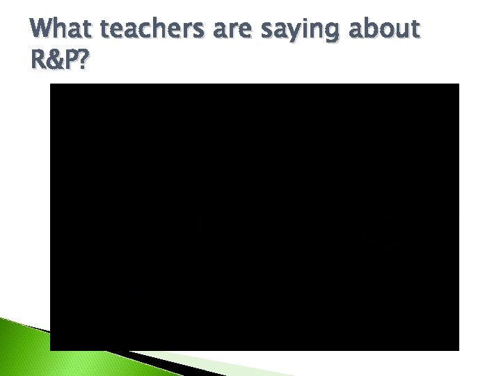 What teachers are saying about R&P? 
