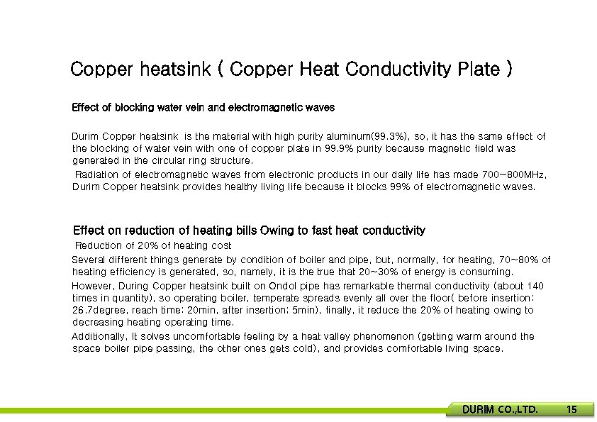 Copper heatsink ( Copper Heat Conductivity Plate ) Effect of blocking water vein and