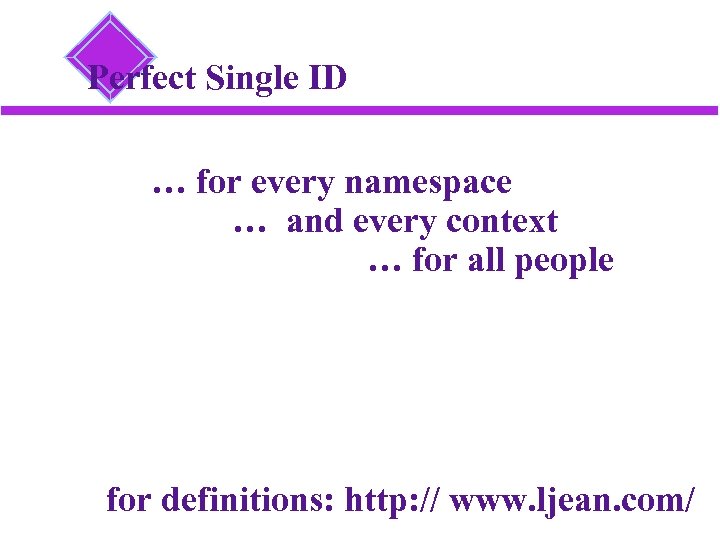 Perfect Single ID … for every namespace … and every context … for all