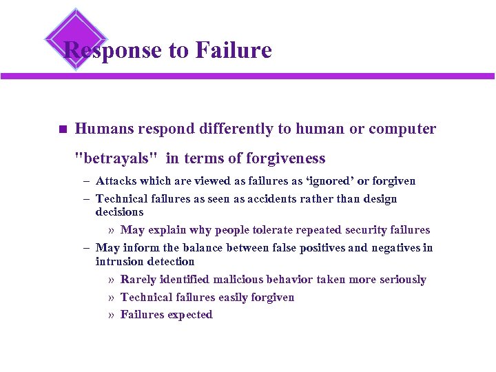 Response to Failure Humans respond differently to human or computer 