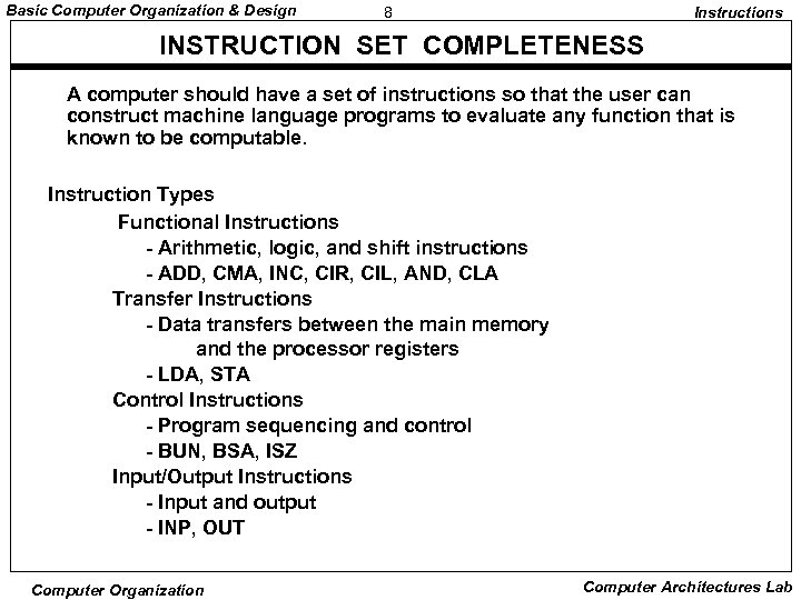 Basic Computer Organization Design 1 BASIC COMPUTER