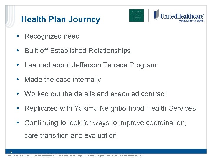 Health Plan Journey • Recognized need • Built off Established Relationships • Learned about