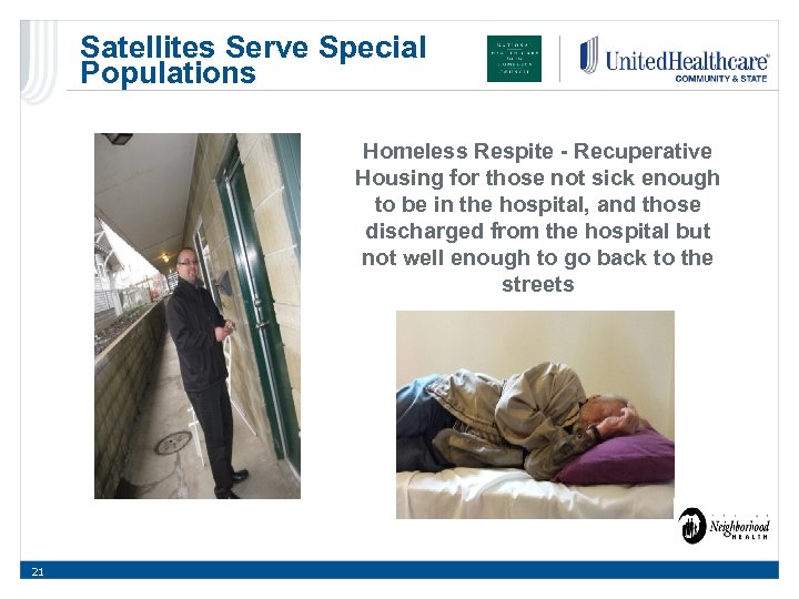 Satellites Serve Special Populations Homeless Respite - Recuperative Housing for those not sick enough