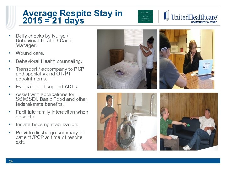 Average Respite Stay in 2015 = 21 days • Daily checks by Nurse /