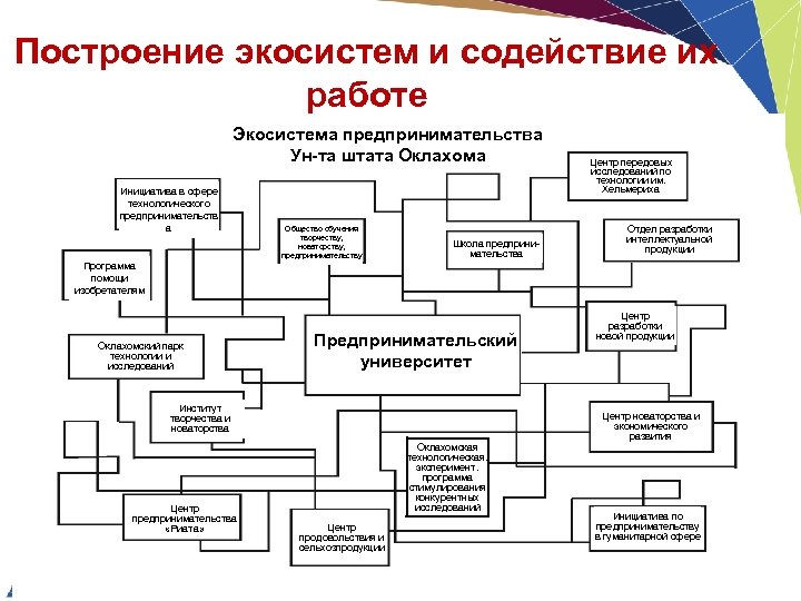 Построение экосистем и содействие их работе Экосистема предпринимательства Ун-та штата Оклахома Инициатива в сфере