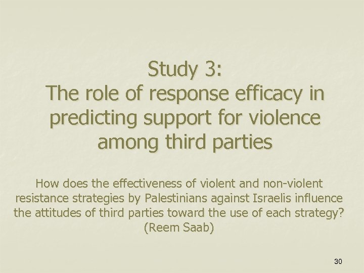 Study 3: The role of response efficacy in predicting support for violence among third