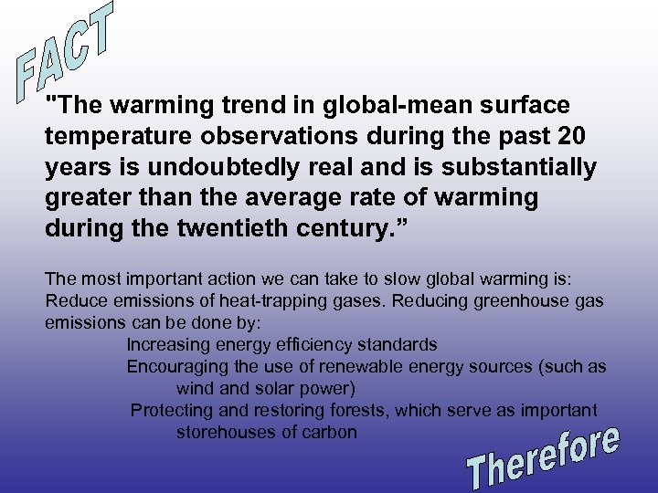 "The warming trend in global-mean surface temperature observations during the past 20 years is