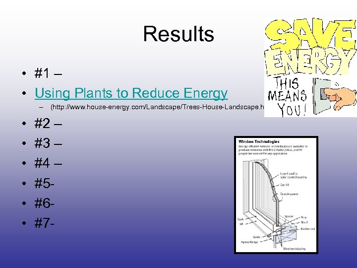 Results • #1 – • Using Plants to Reduce Energy – (http: //www. house-energy.